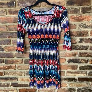 BeBop Multicolored Knit Long Sleeve Mini Dress Women's Size XS
